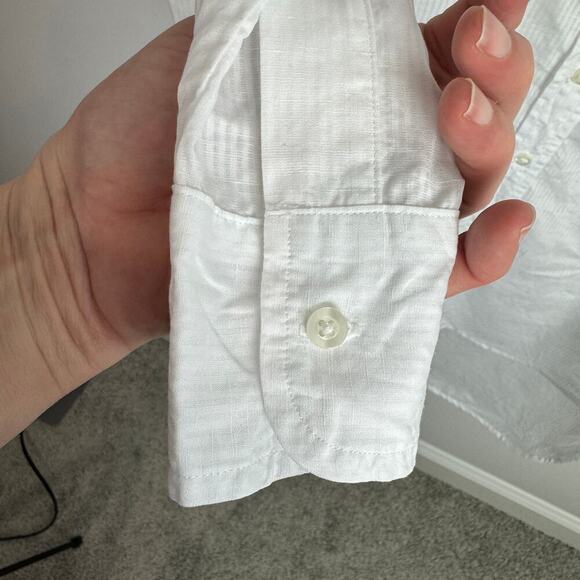 Frank & Eileen Grayson White Striped Cotton Striped Button Down Shirt XS - Picture 10 of 10